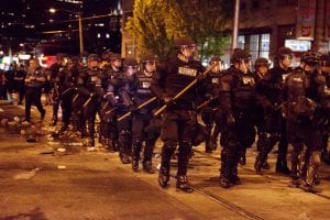 Police riot gear in Seattle