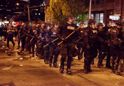 Police riot gear in Seattle